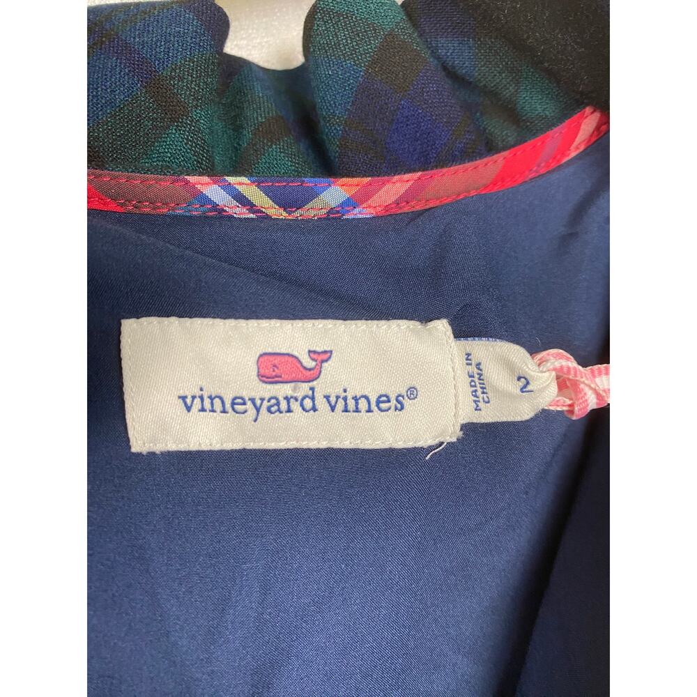 Vineyard Vines Blackwatch Plaid Meredith Ruffle Neck Shift Dress Sz.2 NWT - Picture 8 of 16